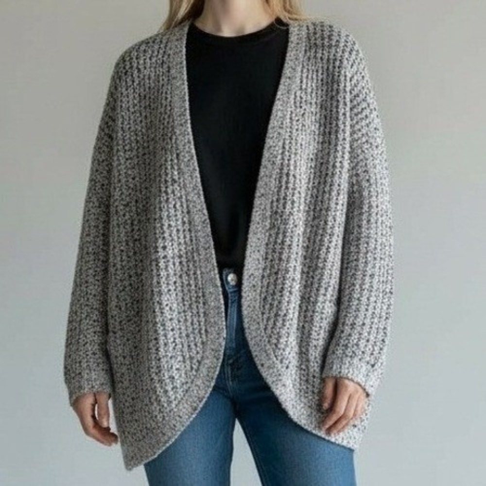 Kensie Cardigan Women Medium Gray Casual Workwear Preppy‎ Open Winter Grannycore